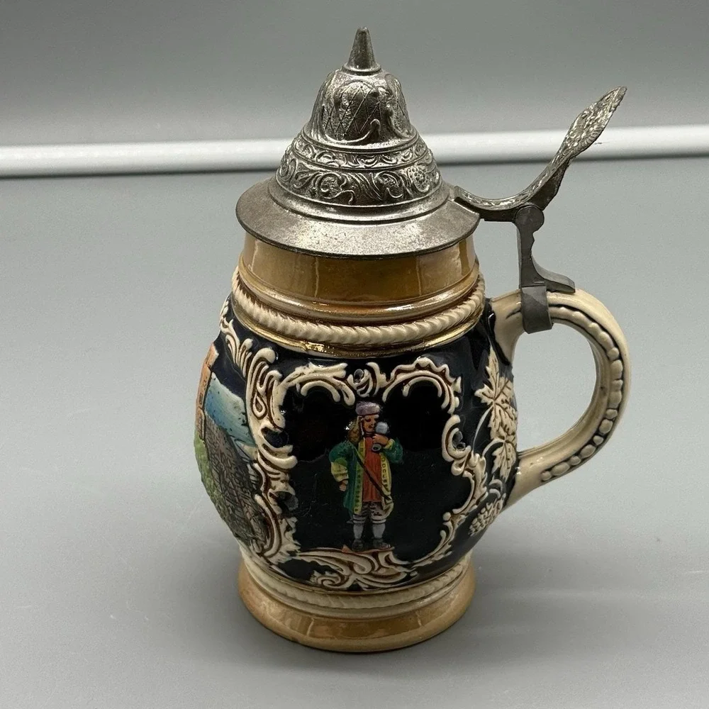 Vintage Heidelberg Germany Beer Stein‎ OBGM Pewter Lid 0.5L Castle M&R